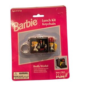 1999 Barbie Lunch Kit Keychain Basic Fun Mini Thermos & Snack #728-0 New